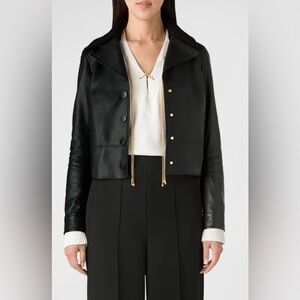 St. John NWT Black Women's Cropped Leather Jacket